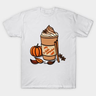 Autumn Pumpkin Spice Coffee Illustration T-Shirt